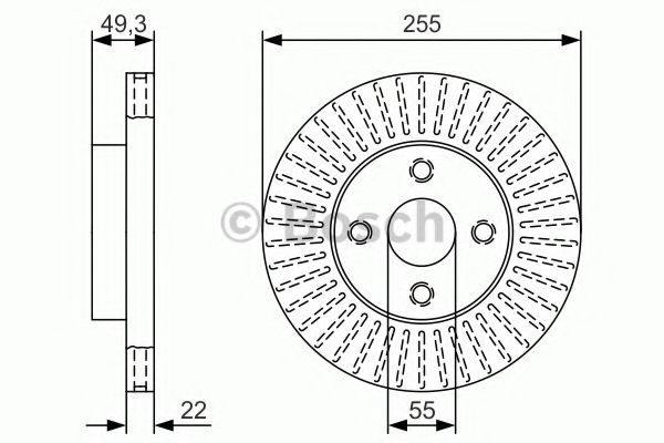 0986479T11 BOSCH диск тормозной вентилируемый