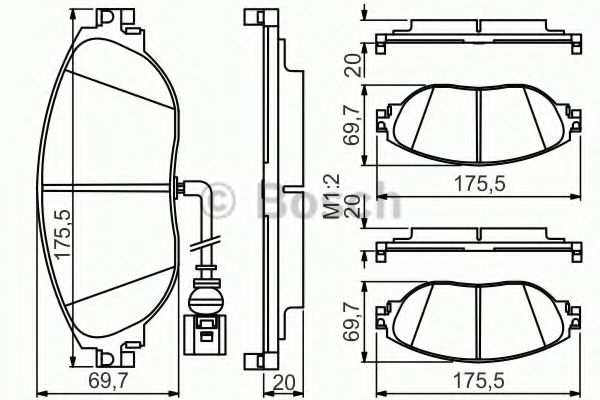 0986495350 BOSCH Колодки тормозные передние 175,2*69,7*20 VAG Bosch