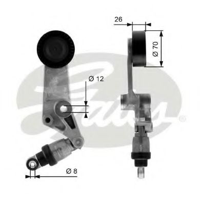 T38286 GATES натяжной ролик toyota avensis 1.61.8 00-auris 1.4 06-rav 4 00-corolla 00- 1.41.61.8