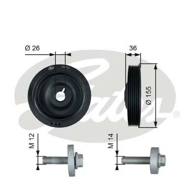 TVD1126A GATES Шкив коленчатого вала с болтами renaultnissan 1.5 dci (8200 477 938)