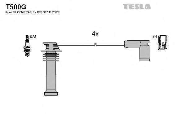 T500G TESLA Провода в/в FORD FOCUS 1.4/1.6 / FUSION/FIESTA1.4/1.6/ VOLVO S40/С30/V50 1.6  к-