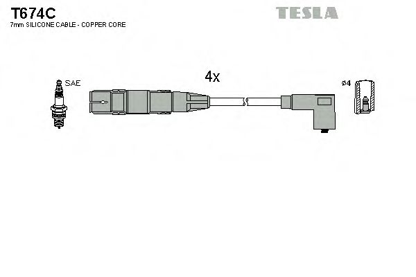 T674C TESLA Комплект бронепроводов vw passat b5 skoda octavia 1,6-2,0 99-