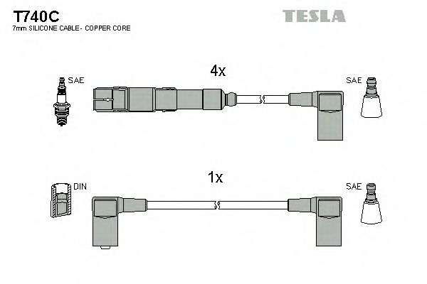 T740C TESLA Высоковольтные провода , комплект