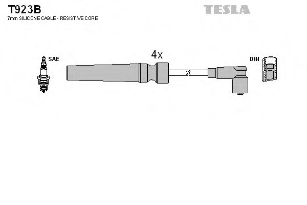 T923B TESLA Провода высоковольтные, комплект