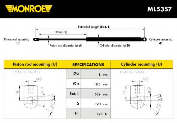 ML5357 MONROE газовый упор