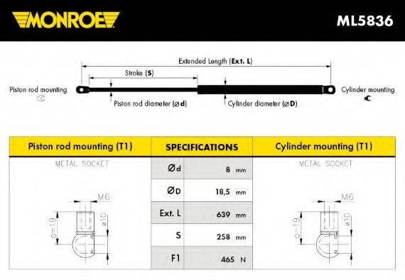 ML5836 MONROE Пружина газовая