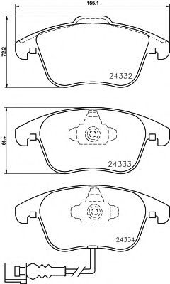 2433301 TEXTAR Колодки тормозные VAG Q3/TIGUAN 07- перед.