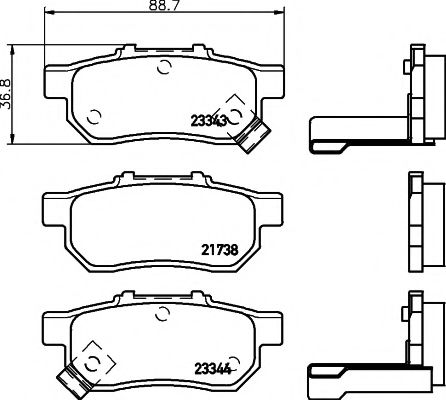 2173801 TEXTAR колодки торм. honda jazz 1,2-1,4 02- задн.к-т