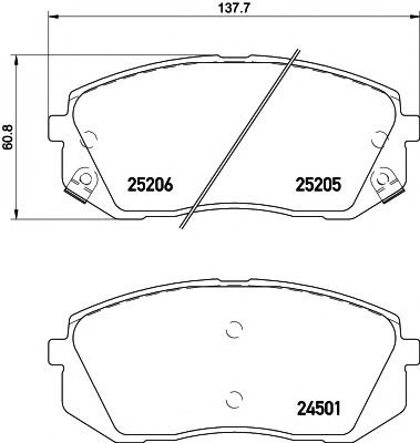 2520501 TEXTAR Колодки торм.диск.пер. Hyundai i40/ix35//Kia Sportage 10-