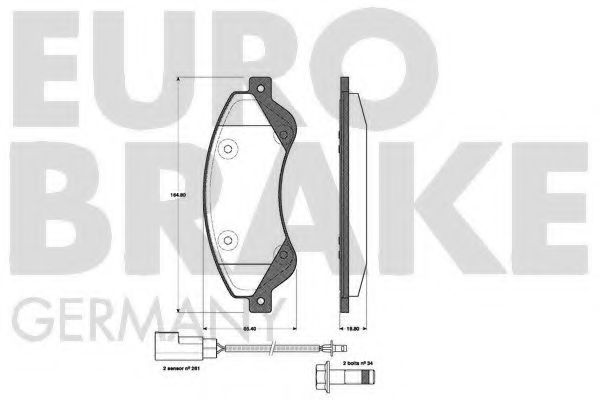 5502222564 EUROBRAKE Комплект тормозных колодок, дисковый тормоз