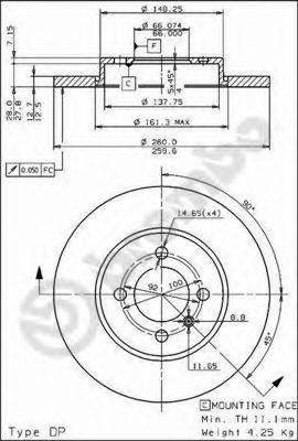 08306810 BREMBO диск торм.пер.не вент. bmw e30 316-318i