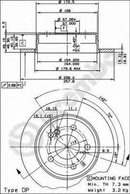 08473814 BREMBO Тормозной диск задний