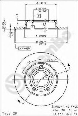 08521320 BREMBO Диск тормозной задний