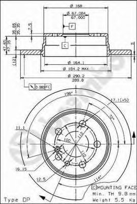 08572510 BREMBO диск тормозной задн mercedes-benz: s-class 91-98