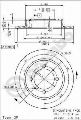 08704211 BREMBO диск тормозной задний