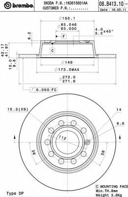 08B41311 BREMBO   Re VAG 