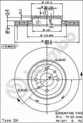 09493911 BREMBO Тормозной диск