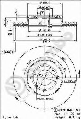 09525420 BREMBO Диск тормозной передний