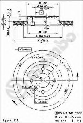 09580221 BREMBO Тормозной диск