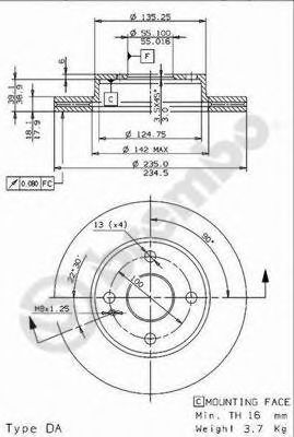 09586914 BREMBO Диск торм.пер.вент.da 323 91-94