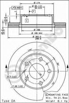 09590614 BREMBO Диск тормозной