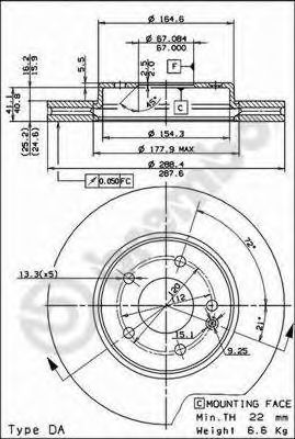 09684511 BREMBO 9.6845.11 Тормозной диск (DF2779,DF418)