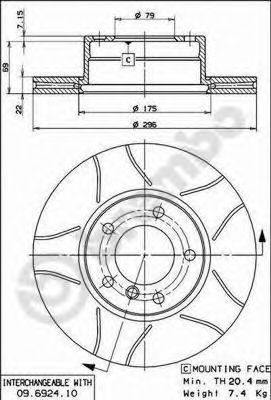 09692475 BREMBO Диск тормозной BMW E39 52-535 95-4 передний вентилируемый