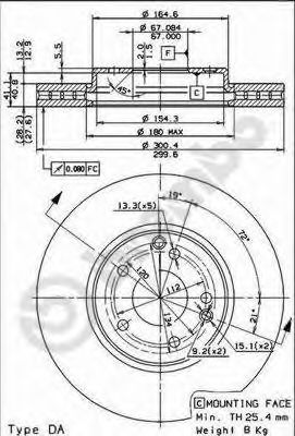 09830421 BREMBO Диск торм. mercedes w203,210 (300x28мм) вентилируемый (окрашенный)