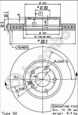 09840411 BREMBO диск тормозной