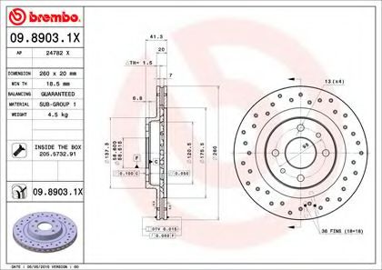 0989031X BREMBO  перфорированный xtra lada 110111112kalinapriora 1.5 95>