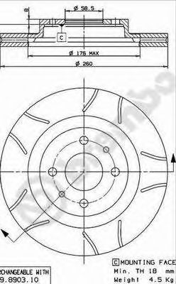 09890375 BREMBO Диск тормозной ВАЗ 2110-2112/GRANTA/KALINA/PRIORA 14" дюймов, вентилируемые, D=260, MAX