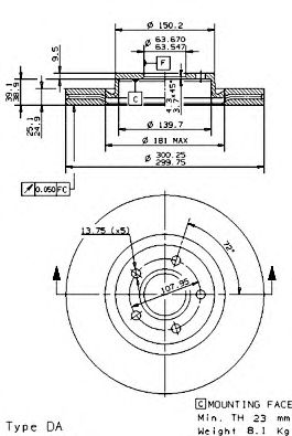 09946811 BREMBO Диск тормозной, вентилируемый