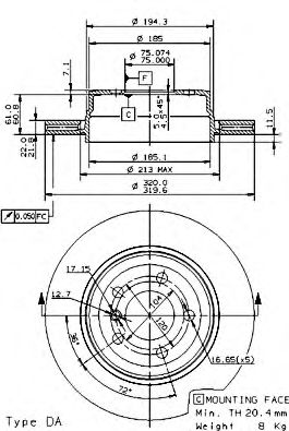 09957311 BREMBO Тормозной диск