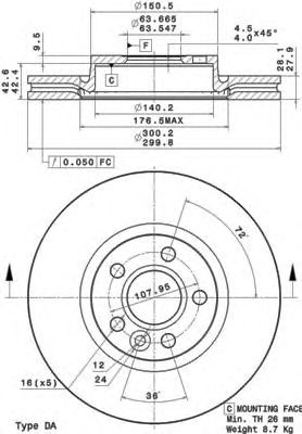 09A42710 BREMBO диск тормозной передний