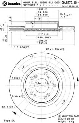 09B27010 BREMBO Диск тормозной 09.b270.10