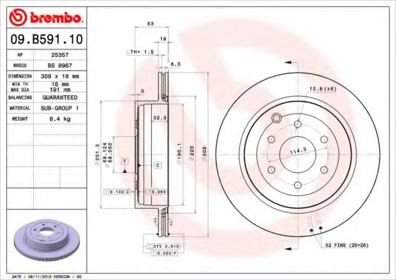 09B59110 BREMBO диск тормозной 09.b591.10