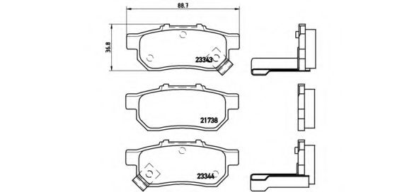 P28025 BREMBO К-т задних тормозных колодок дисковых