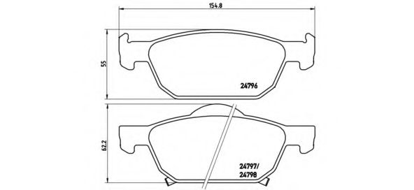 P28044 BREMBO комплект тормозных колодок передних