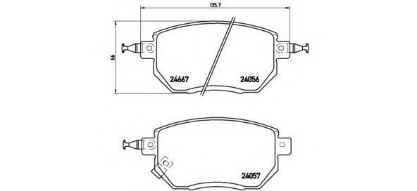 P56051 BREMBO комплект тормозных колодок передних