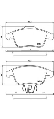 P68047 BREMBO Комплект тормозных колодок пер RENAULT GRAND SCENIC 3