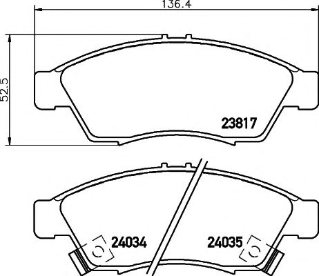 MDB2326 MINTEX Колодки торм.диск.пер.Suzuki Liana 1- Akebono