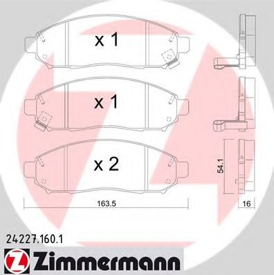 242271601 ZIMMERMANN Комплект тормозных колодок, дисковый тормоз