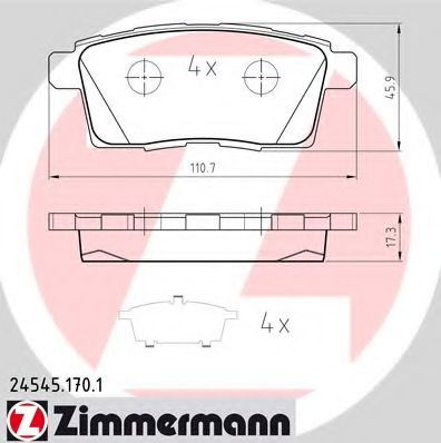 245451701 ZIMMERMANN Комплект тормозных колодок, дисковый тормоз