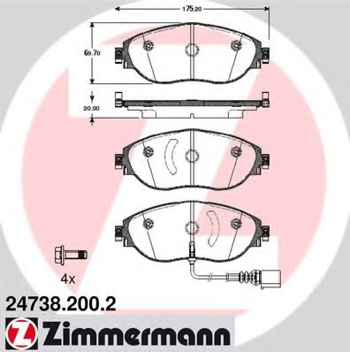 247382002 ZIMMERMANN КОЛОДКИ ТОРМ ДИСК. VAG PASSAT (362) 1.4 TSI 08.2010-