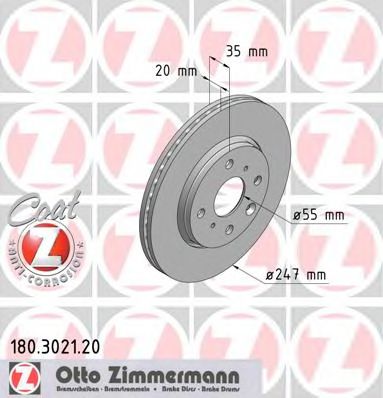 180302120 ZIMMERMANN диск торм.пер. citroen с1, peugeot 107, toyota aygo 05>