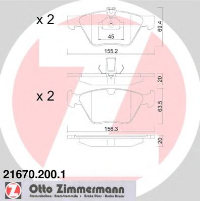 216702001 ZIMMERMANN Колодки тормозные MB W210 -02 перед.