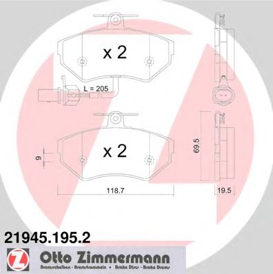 219451952 ZIMMERMANN КОЛОДКИ ТОРМ VW PASSAT (B5) ВСЕ МОДЕЛИ ПЕР С ДАТЧ 9505-<<