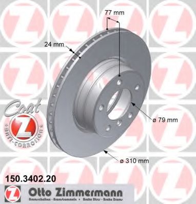 150340220 ZIMMERMANN Диск тормозной