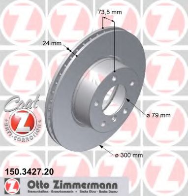 150342720 ZIMMERMANN Диск тормозной