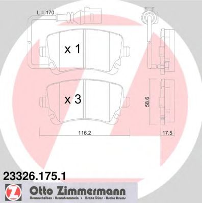 233261751 ZIMMERMANN Колодки тормозные VW MULTIVAN/TRANSPORTER 03- задн.